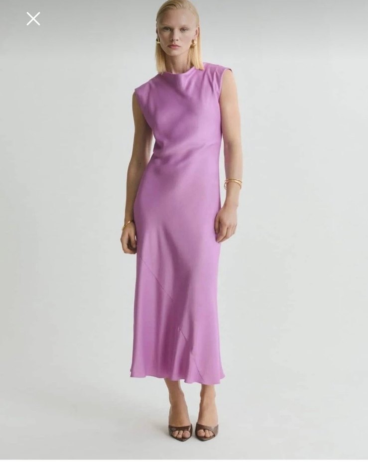 Mor V Yaka Uzun Kadın Elbise - Görsel 2