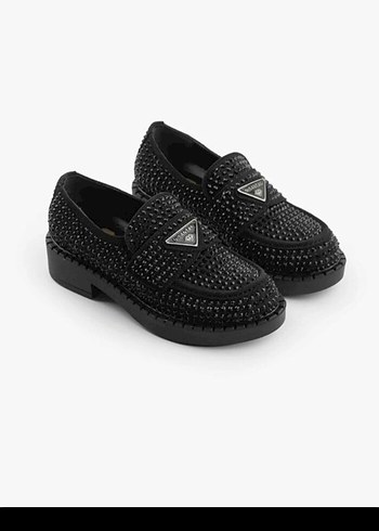 siyah taşlı loafer