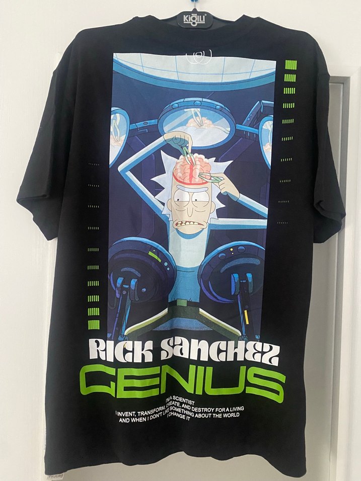 Rick Sanchez Baskılı Yeşil Oversize Tişört - Görsel 4