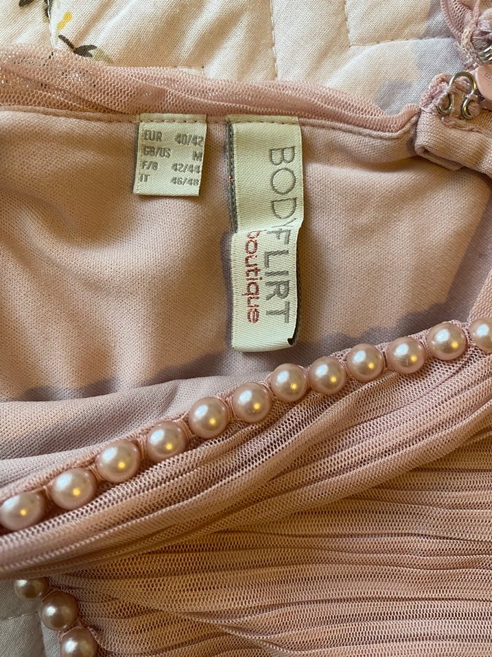 Pudra Pembe Midi Bohem V Yaka Abiye Elbise - Görsel 5