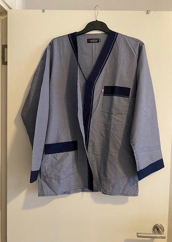 Lacivert Uzun Kollu erkek Sabahlığı - Görsel 5