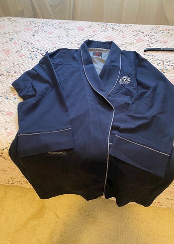 Lacivert Uzun Kollu erkek Sabahlığı - Görsel 3