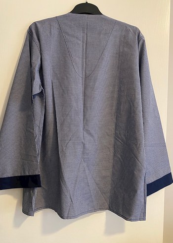 Lacivert Uzun Kollu erkek Sabahlığı - Görsel 6