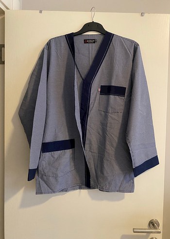 Lacivert Uzun Kollu erkek Sabahlığı - Görsel 4