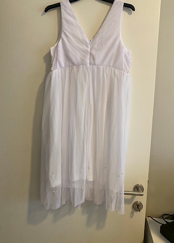 V Yaka Kolsuz Midi Bohem gece elbisesi - Görsel 3