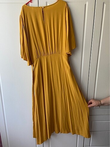 Koton Hardal Sarısı Koton Elbise