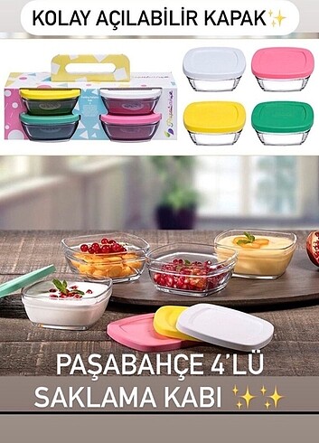 4'lü Paşabahçe Kapaklı Saklama Kabı 