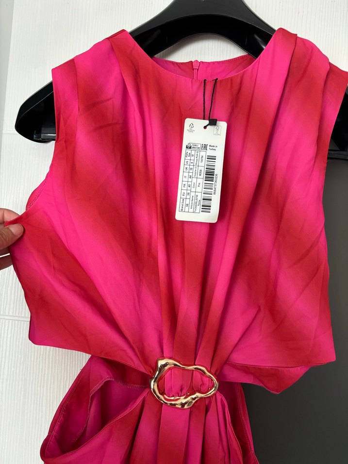 Pembe Uzun Kuşaklı Kadın Elbise - Görsel 4