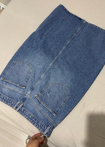 Kadın Mavi Denim Midi Etek - Görsel 3