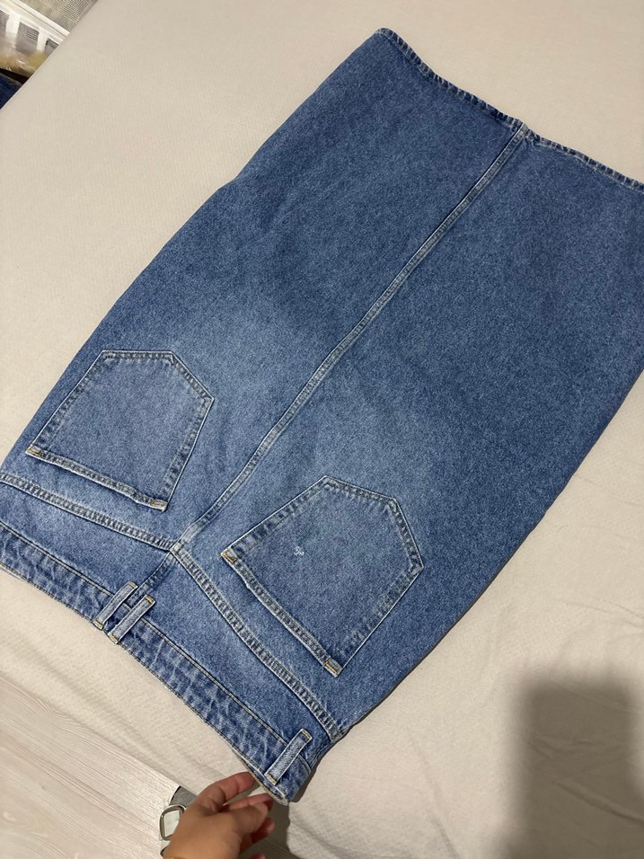 Kadın Mavi Denim Midi Etek - Görsel 4
