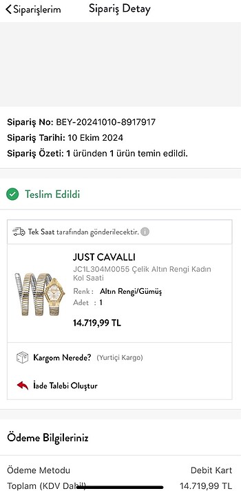  Beden altın Renk Just Cavalli orijinal Saat