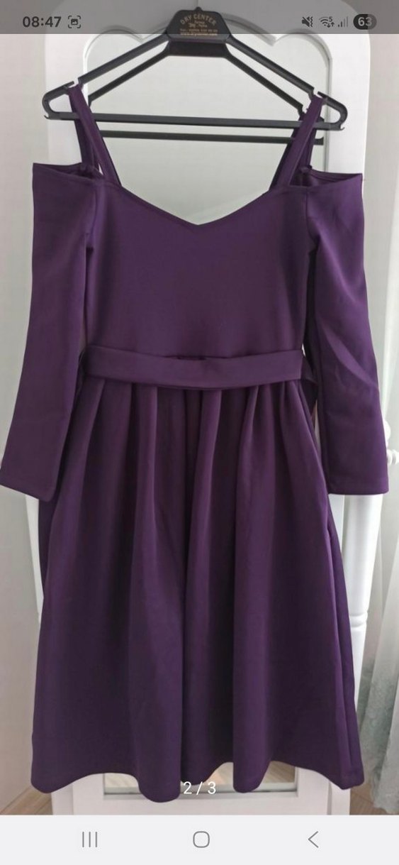 Mor Madonna Yaka Elbise - Görsel 2