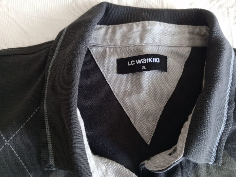 Gri Desenli Düğmeli Erkek Sweatshirt kalın penye - Görsel 2