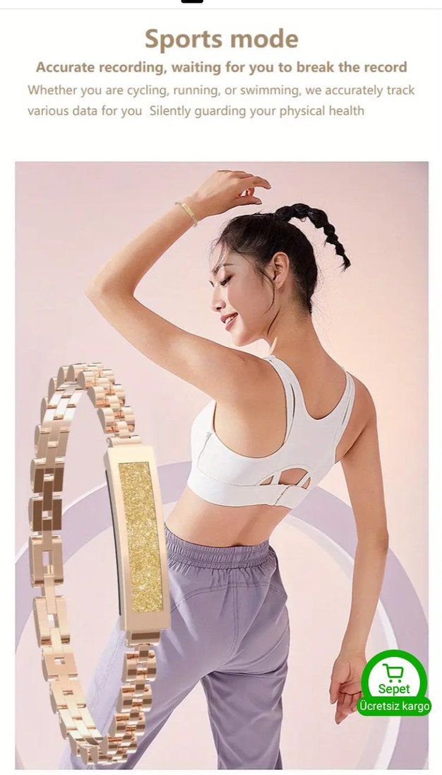 Altın Renkli Minimalist Akıllı Bileklik - Görsel 3