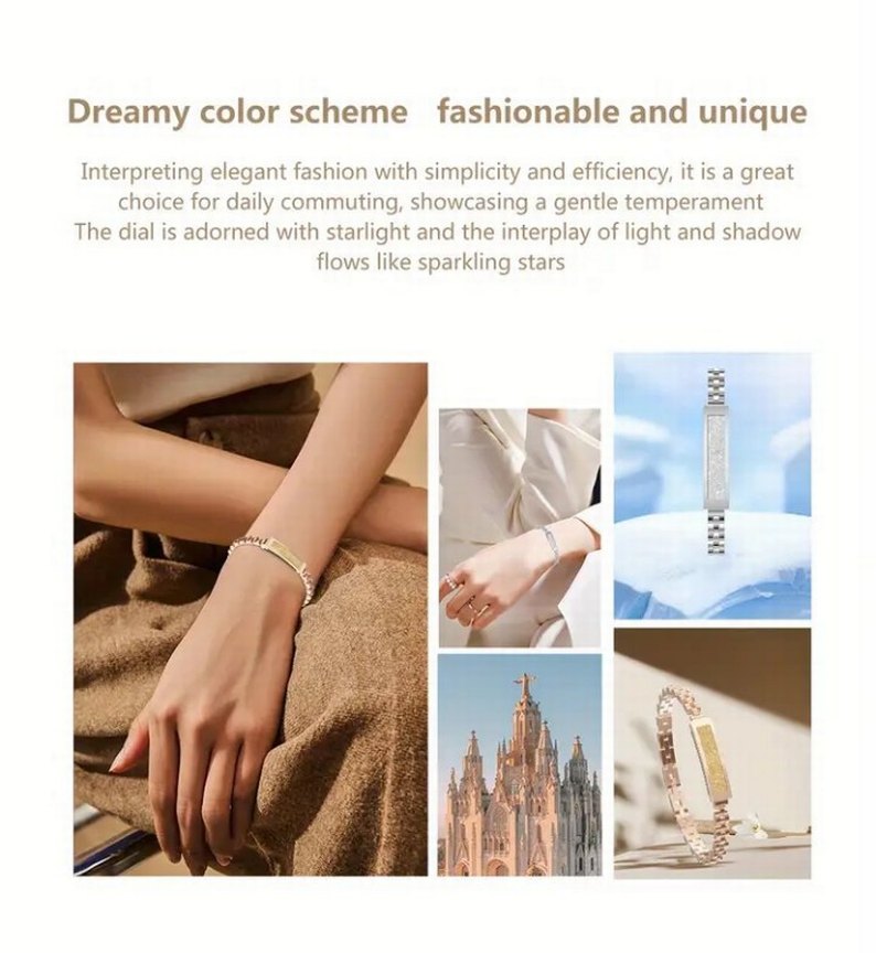 Altın Renkli Minimalist Akıllı Bileklik - Görsel 4