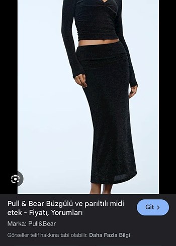 Pull&Bear Siyah Drapeli Uzun Etek