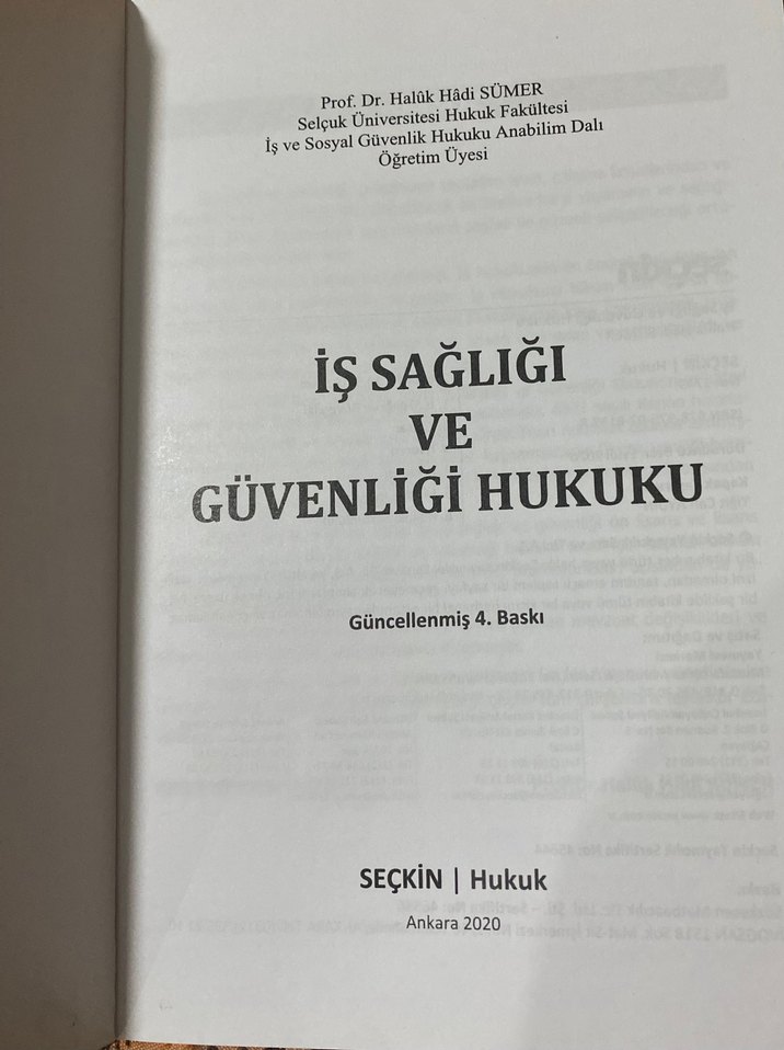 İş Sağlığı ve Güvenliği Hukuku  Haluk Hadi Sümer - Görsel 2
