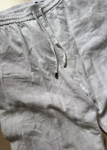 l Beden beyaz Renk zara marka Beyaz Keten düz kesim Kadın Pantolon
