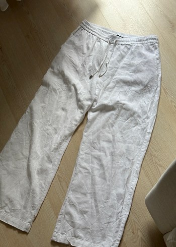 Zara zara marka Beyaz Keten düz kesim Kadın Pantolon