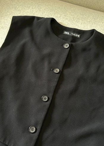 Zara Zara marka Düğmeli Siyah Kolsuz Kadın Yelek