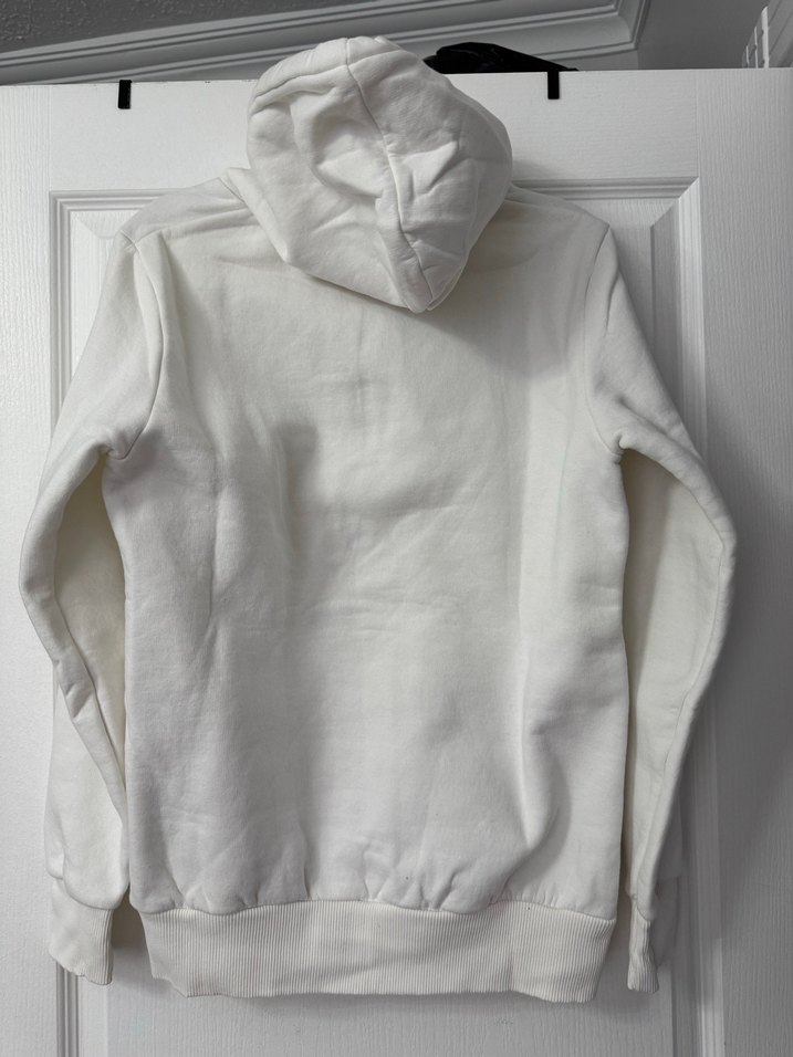 Erkek beyaz kapüşonlu sweatshirt - Görsel 3