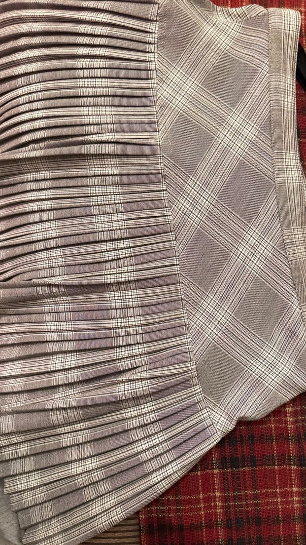 Gri Ekose Pilili Midi Etek - Görsel 3