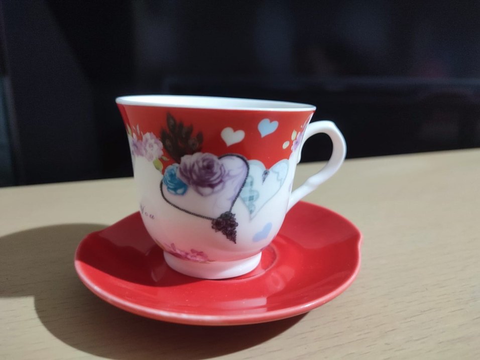 Kalp Kutulu Desenli 2'li Kahve Fincanı Seti - Görsel 2