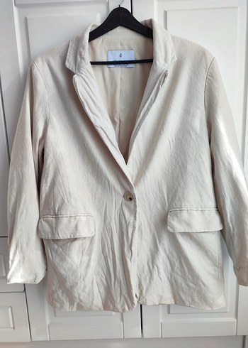 Bej Keten Blazer Ceket - Görsel 2