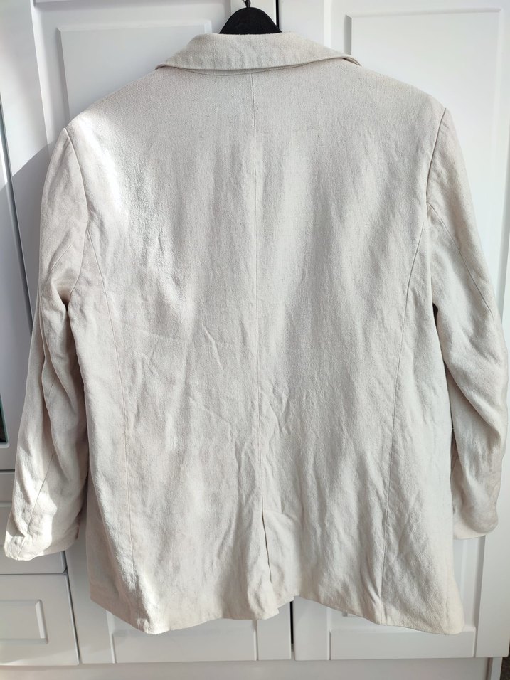 Bej Keten Blazer Ceket - Görsel 3