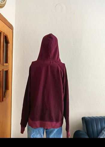 m Beden bordo Renk Bordo Kapüşonlu Salaş Sweatshirt