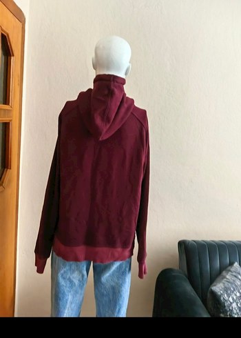 m Beden Bordo Kapüşonlu Salaş Sweatshirt