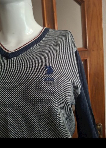 U.S Polo Assn. Gri V Yakalı Erkek Triko Kazak