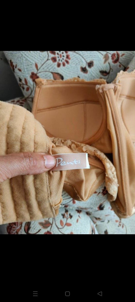 Dantelli Bej Saten Straplez Büstiyer - Görsel 5