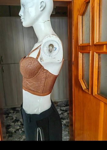 Kahverengi Askılı Mini Büstiyer - Görsel 3