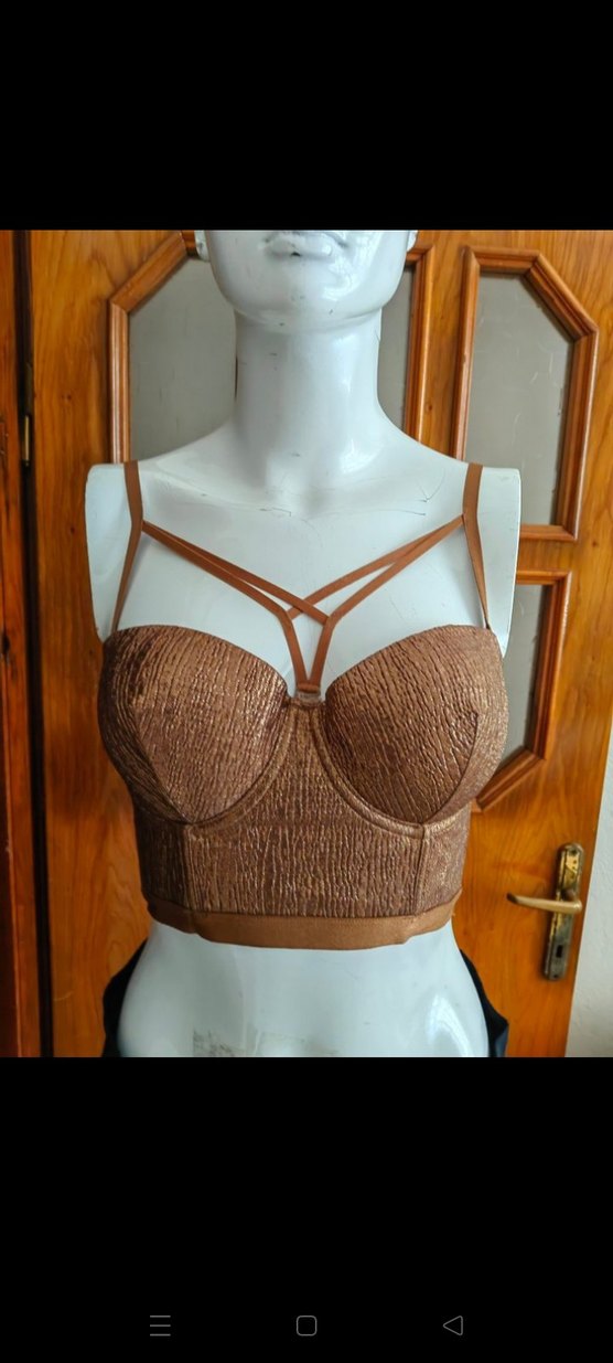 Kahverengi Askılı Mini Büstiyer - Görsel 2