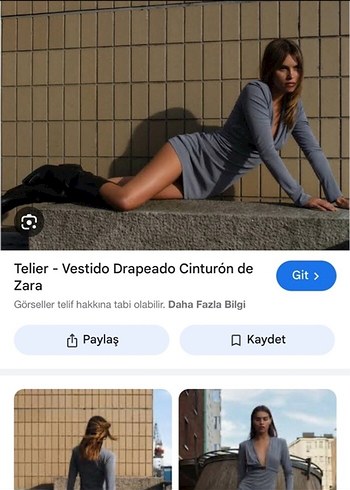 V Yaka Kemerli Gri Mini Elbise - Görsel 4