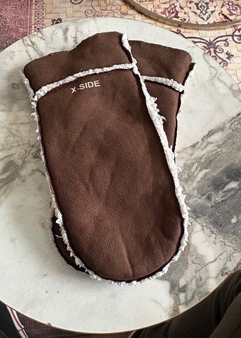 Kahverengi Süet Kadın Eldiveni içi pamuklu - Görsel 3