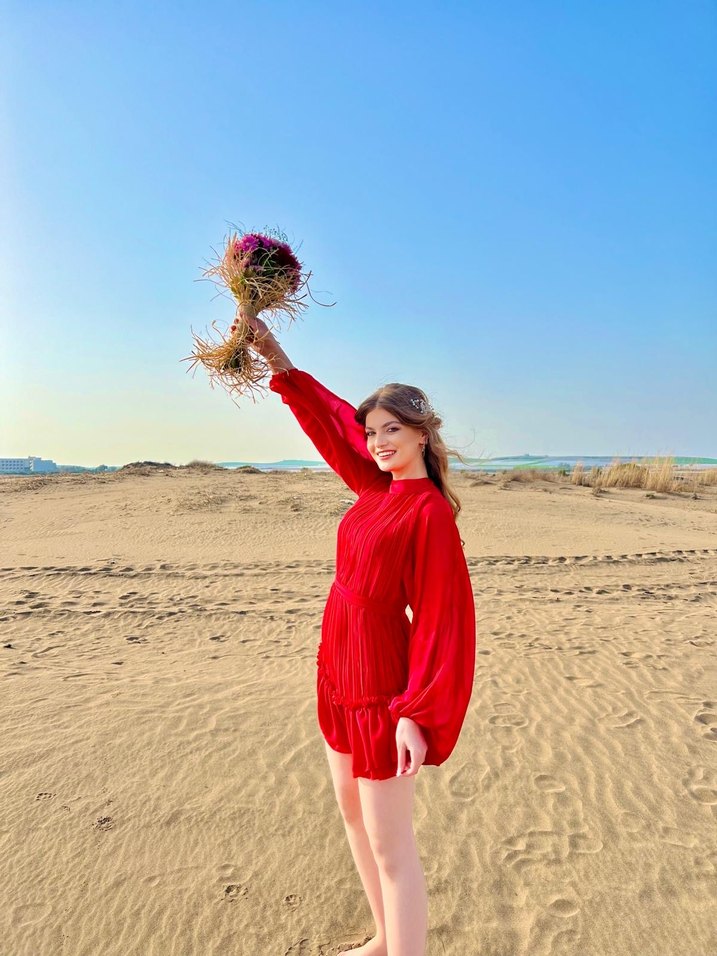 Kırmızı Bohem Mini Elbise - Görsel 2