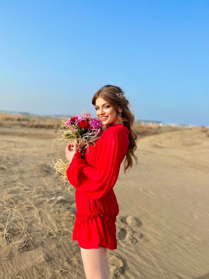 Kırmızı Bohem Mini Elbise - Görsel 3