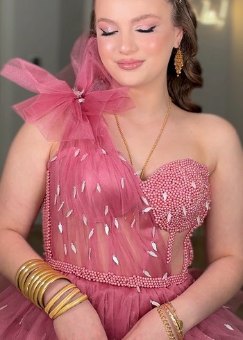 Pembe Abiye Elbise - Görsel 5