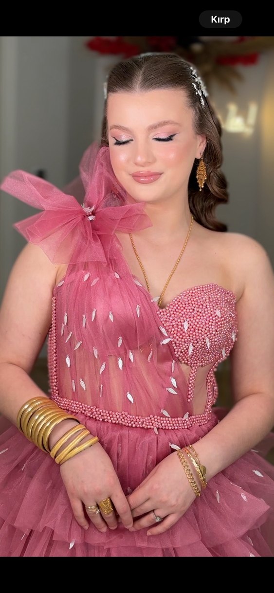 Pembe Abiye Elbise - Görsel 5