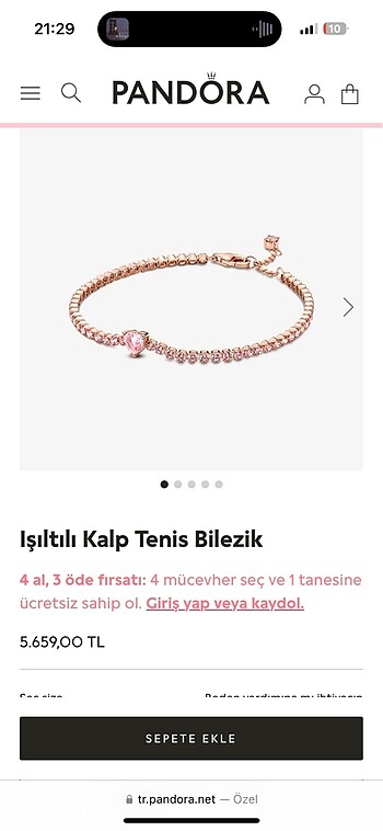 Pandora su yolu kalp bileklik