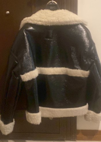 Kürklü Siyah Rugan Deri Kadın Ceket - Görsel 2