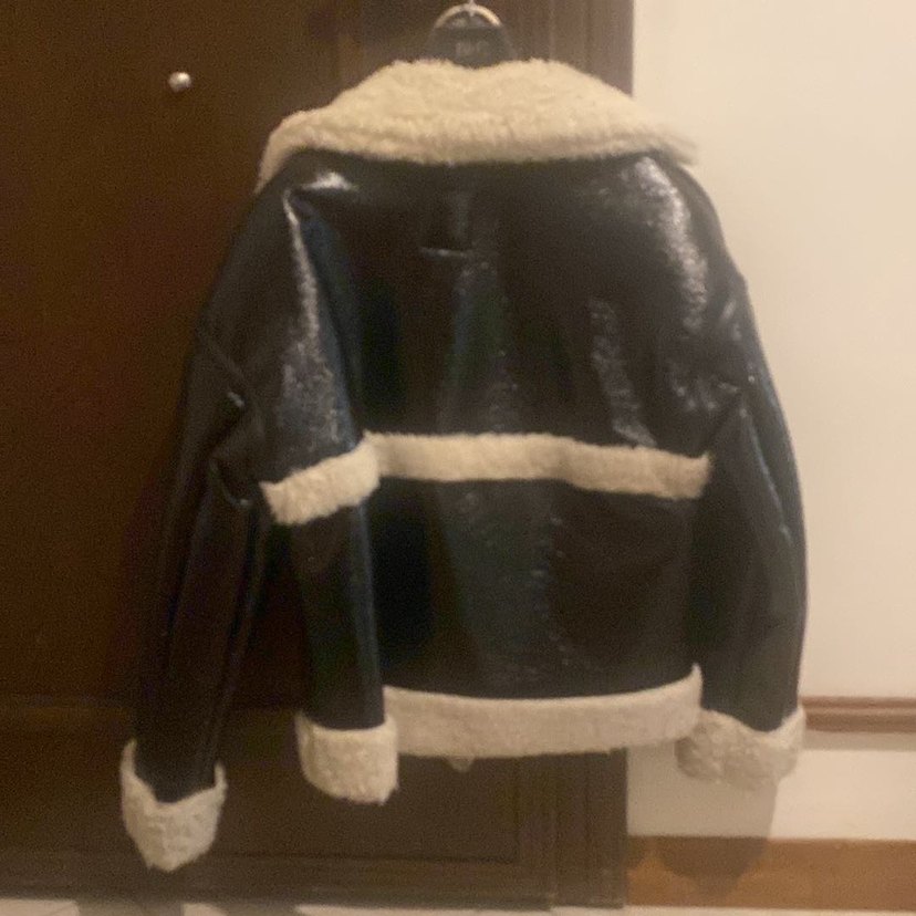 Kürklü Siyah Rugan Deri Kadın Ceket - Görsel 2