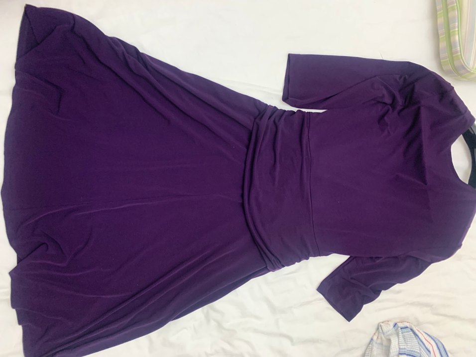 Mor Drapeli V Yakalı Elbise - Görsel 5