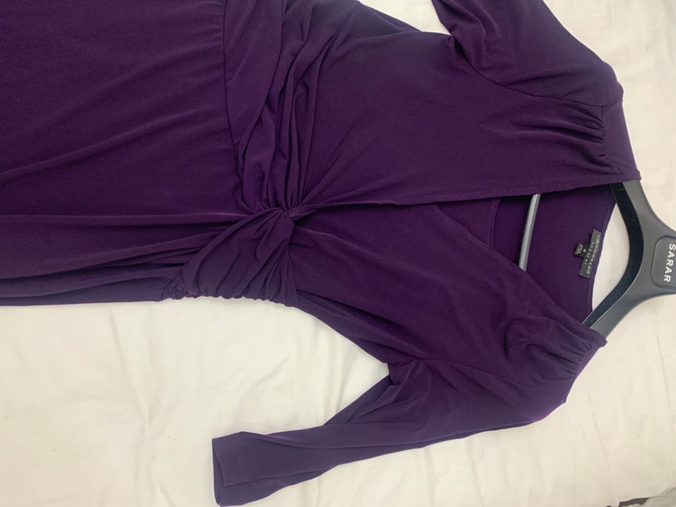 Mor Drapeli V Yakalı Elbise - Görsel 2