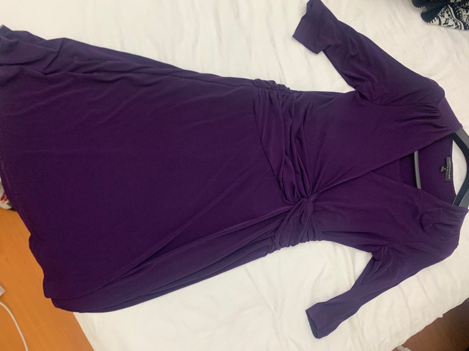 Mor Drapeli V Yakalı Elbise - Görsel 3