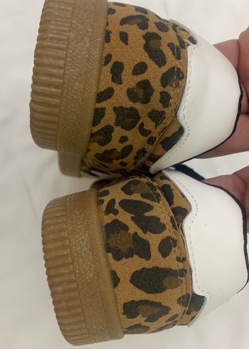 36,5 Beden kahverengi Renk Leopar Desenli Kadın Platform Spor Ayakkabı