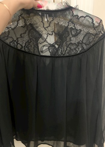 Dantel Detaylı Siyah Gotik Kadın Bluz - Görsel 3