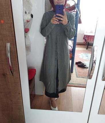 gri renk uzun gömlek tunik